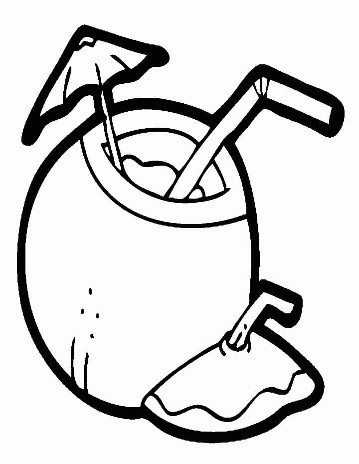 Dibujo de Dibujo de Bebida de Coco para Colorear y Imprimir