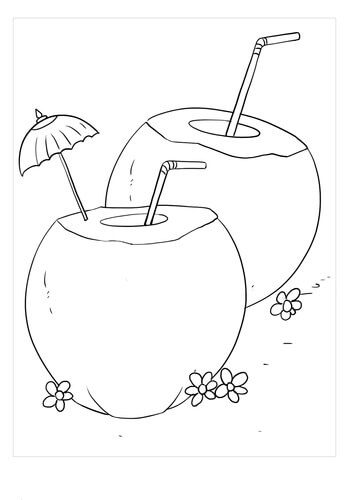 Dibujo de dos Bebidas de Coco para Colorear y Imprimir
