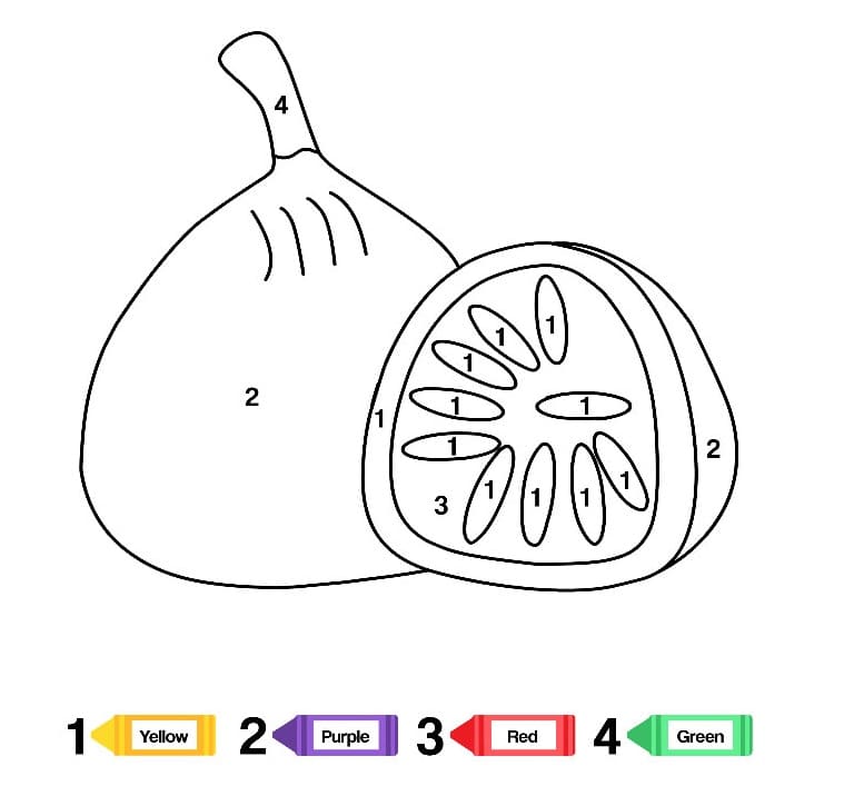 Dibujo de Colorear por Número Fruta de Higo Pagina para Colorear para Colorear y Imprimir