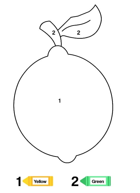 Dibujo de Colorear por Número Fruta Limón Pagina para Colorear para Colorear y Imprimir