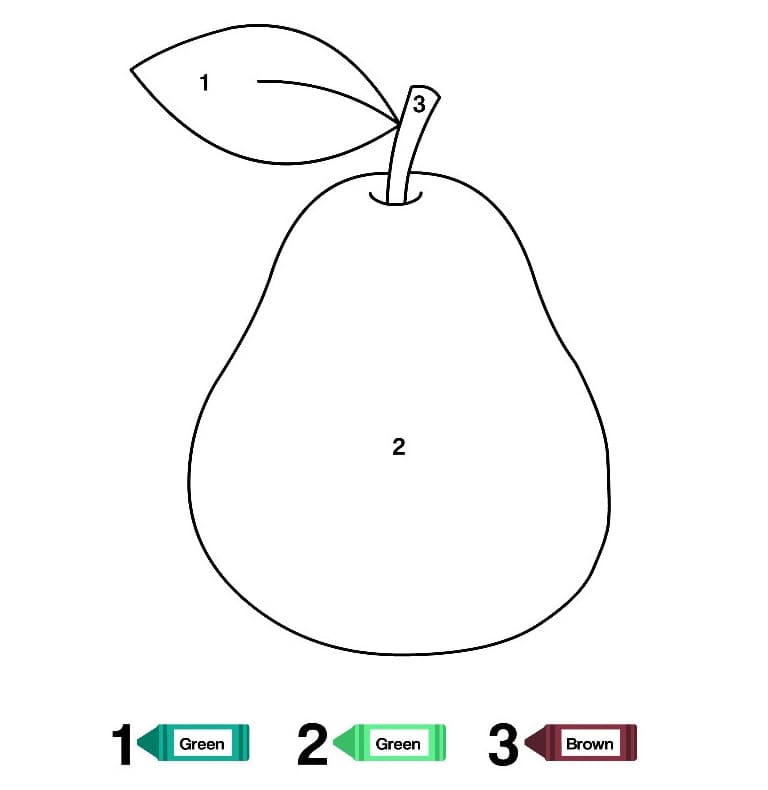 Dibujo de Colorear por Número Pera Pagina para Colorear para Colorear y Imprimir