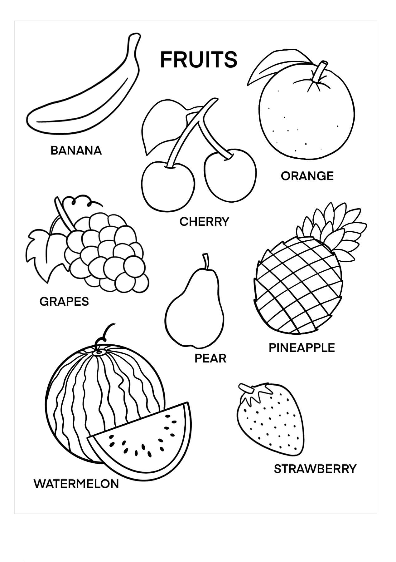 dibujo frutas basicas para colorear