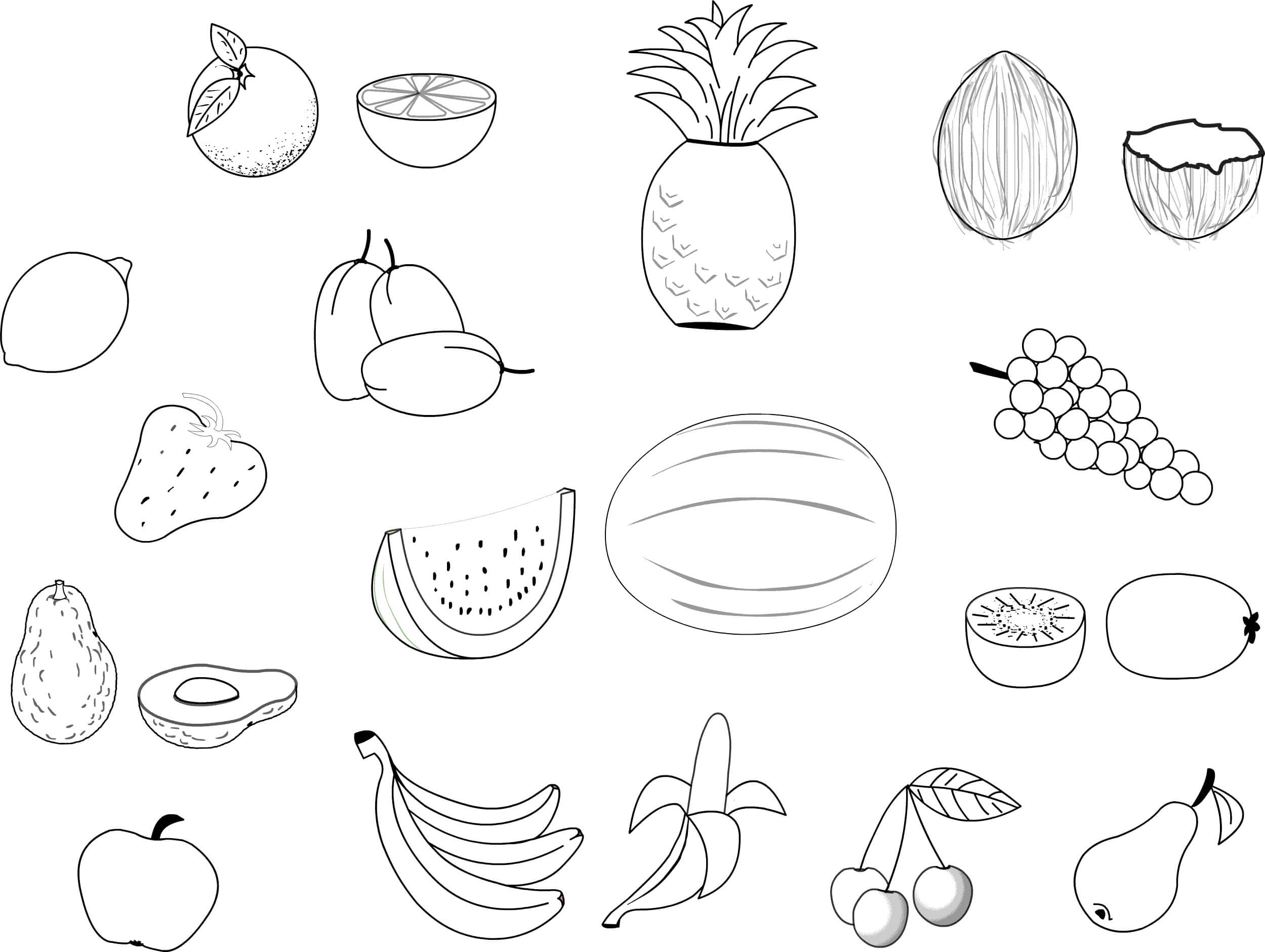 dibujo frutas simples para colorear