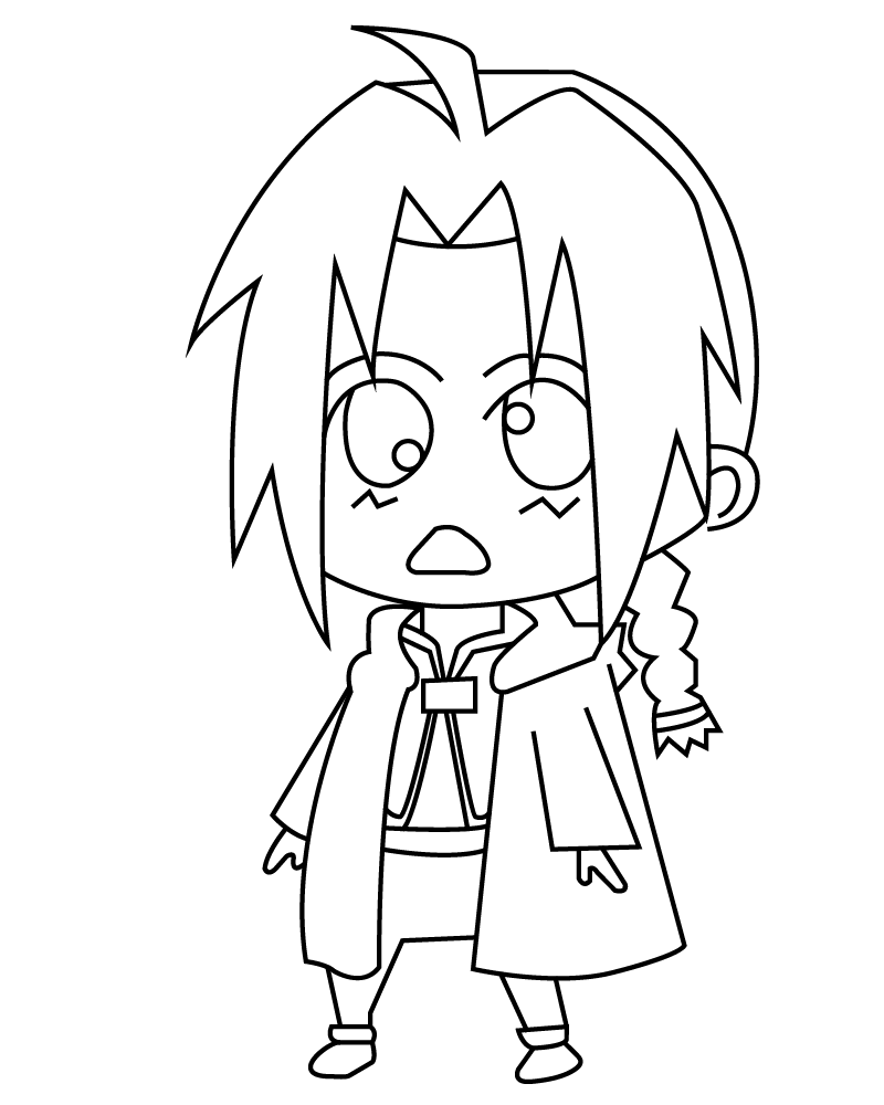 Dibujo de Chibi Edward Elric Coloring Page para Colorear y Imprimir