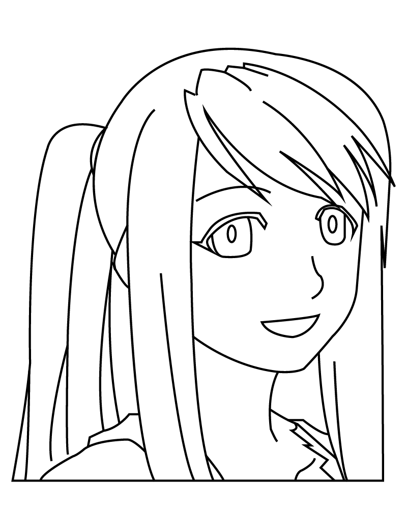 Dibujo de Cute Winry From Fullmetal Alchemist Coloring Page para Colorear y Imprimir