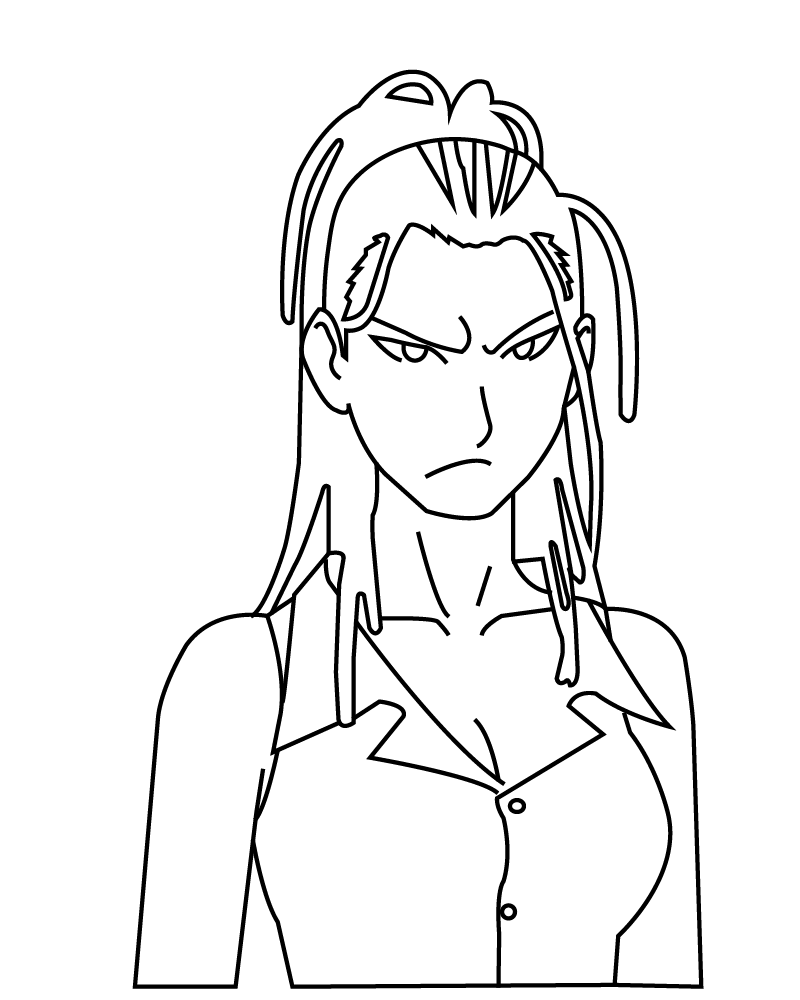 Dibujo de Izumi Curtis From Fullmetal Alchemist Coloring Page para Colorear y Imprimir