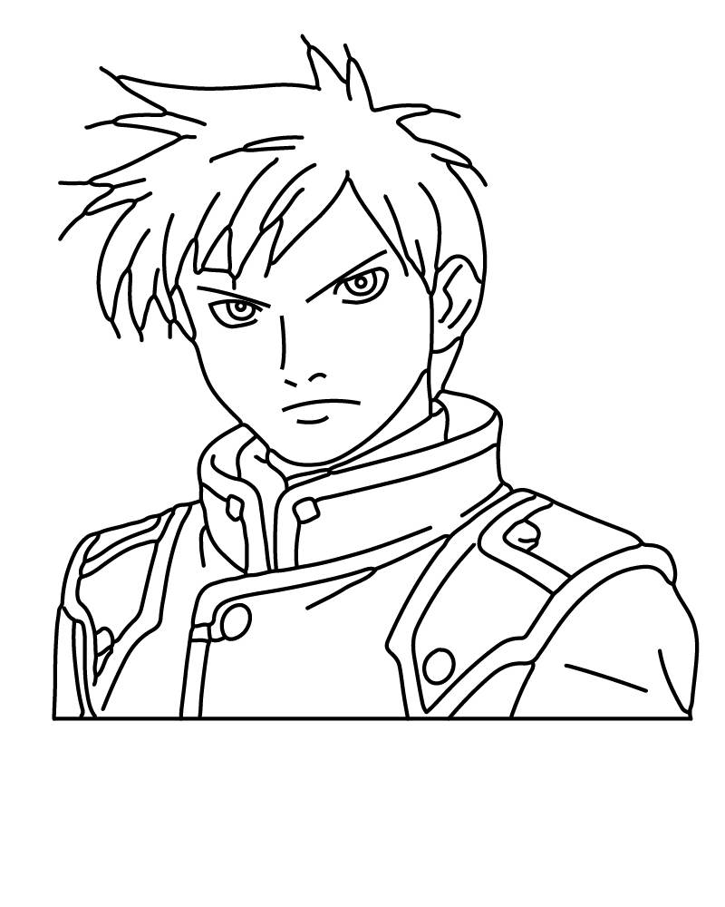 Dibujo de Roy Mustang From Fullmetal Alchemist Coloring Page para Colorear y Imprimir