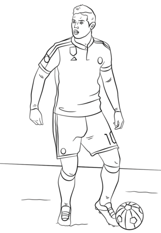 Dibujo de James Rodriguez Jugar Al Fútbol para Colorear y Imprimir