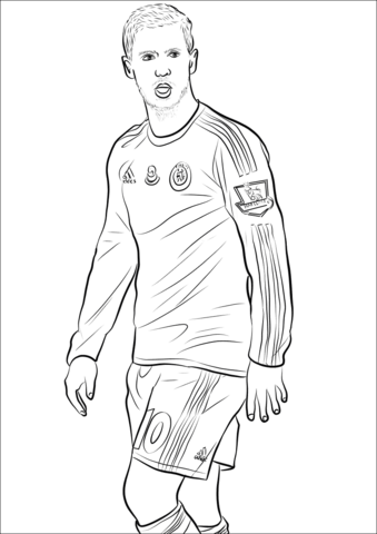 Dibujo de Jugador de Fútbol Eden Hazard para Colorear y Imprimir