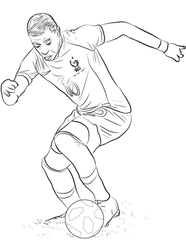 Dibujo de Kylian Mbappe Focus Regate para Colorear y Imprimir