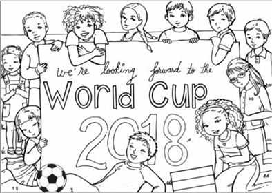 Dibujo de Los Niños y La Copa Del Mundo 2018 para Colorear y Imprimir
