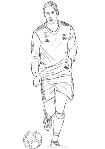 Dibujo de Raphael Varane Jugando Al Fútbol para Colorear y Imprimir