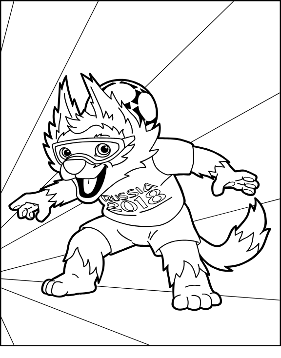 Dibujo de Zabivaka Jugando Con Pelota para Colorear y Imprimir