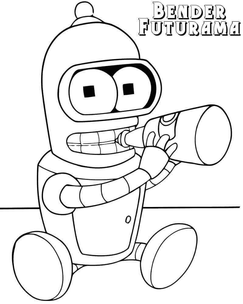 Dibujo de Bebé Bender de Futurama para Colorear y Imprimir