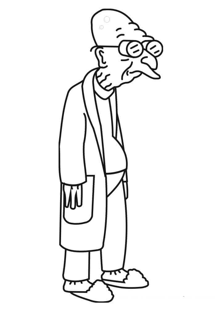 Dibujo de Profesor Farnsworth Futurama para Colorear y Imprimir