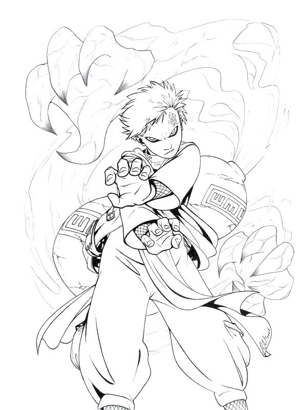 Dibujo de Ataque de Gaara para Colorear y Imprimir
