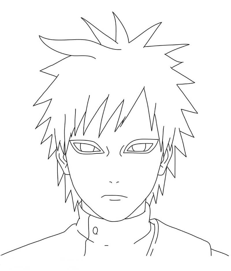 Dibujo de Bonita Cara Gaara para Colorear y Imprimir