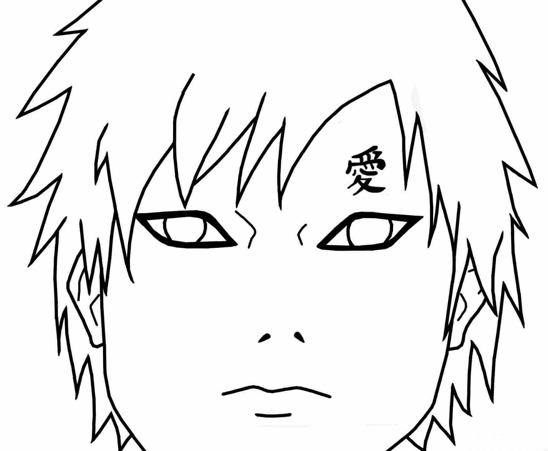 Dibujo de Cabeza Gaara para Colorear y Imprimir