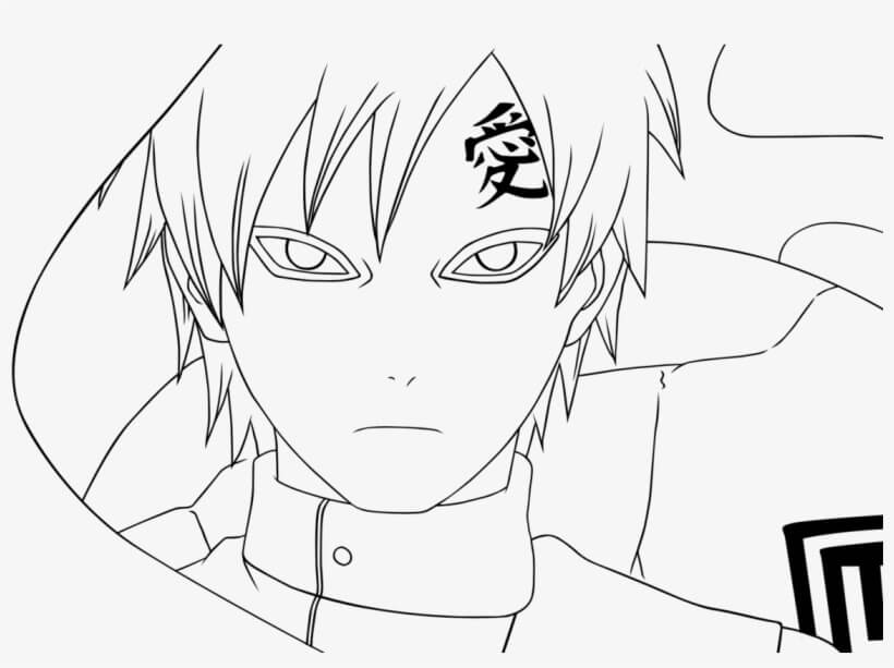 Dibujo de Enfréntate a Gaara para Colorear y Imprimir