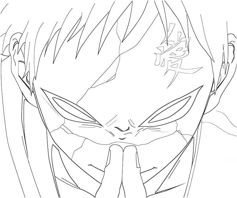 Dibujo de Gaara de Una Cola Peleando para Colorear y Imprimir
