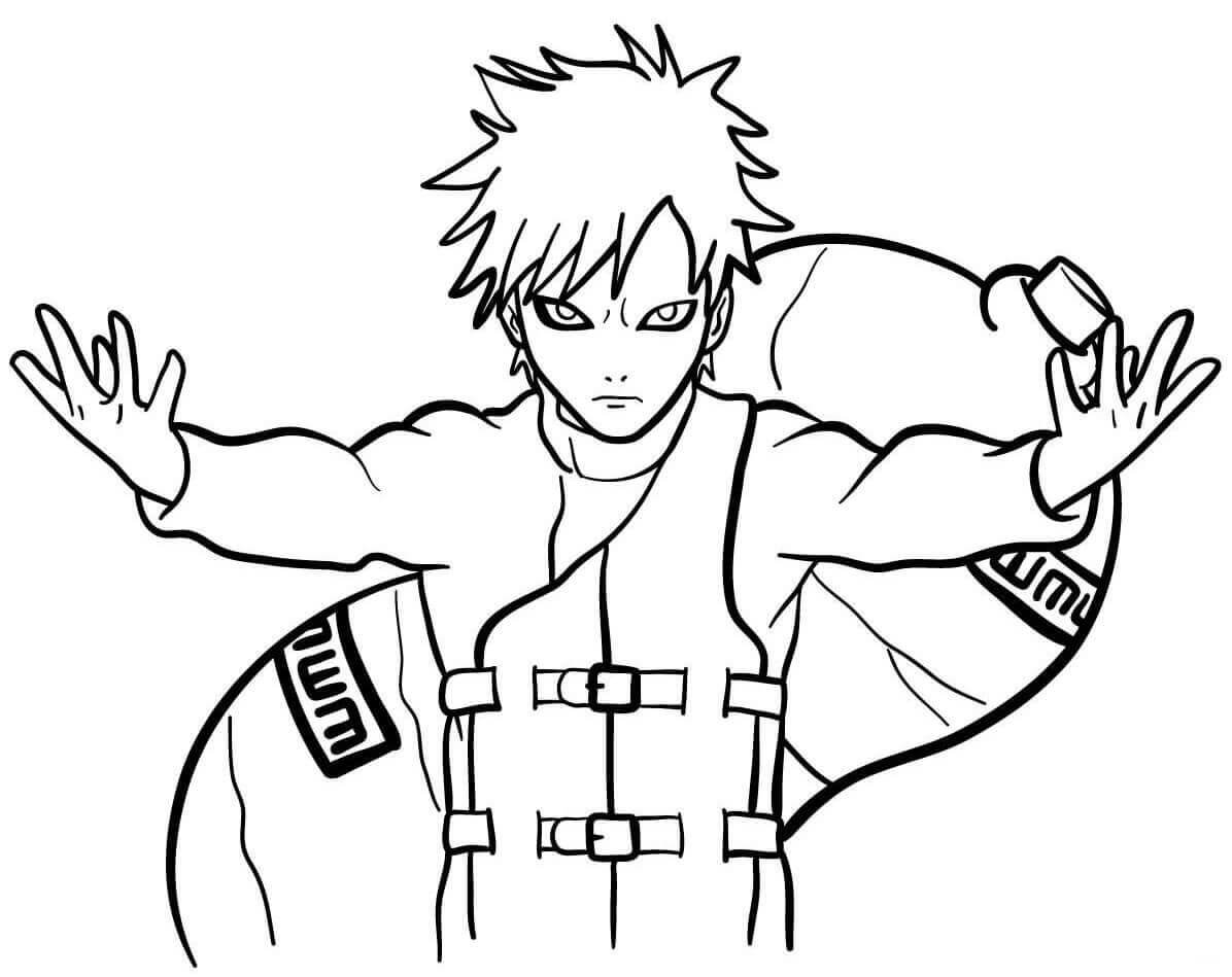 Dibujo de Gaara Enojado para Colorear y Imprimir