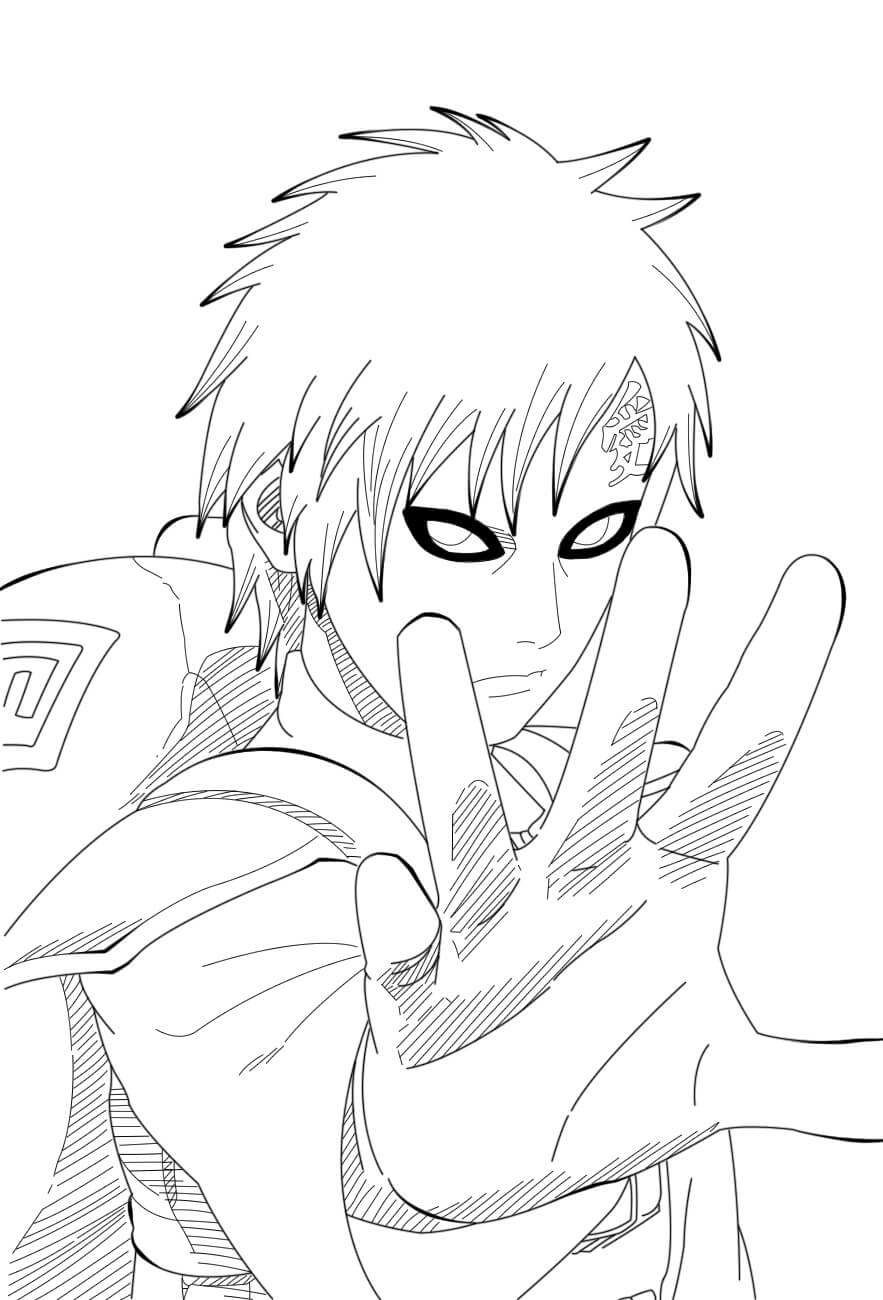 Dibujo de Gaara Guapo para Colorear y Imprimir