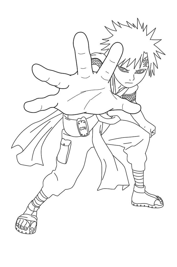 Dibujo de Gaara Luchando para Colorear y Imprimir