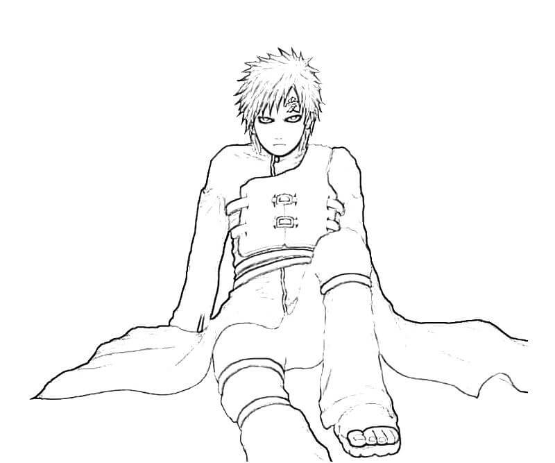 Dibujo de Gaara Sentado para Colorear y Imprimir