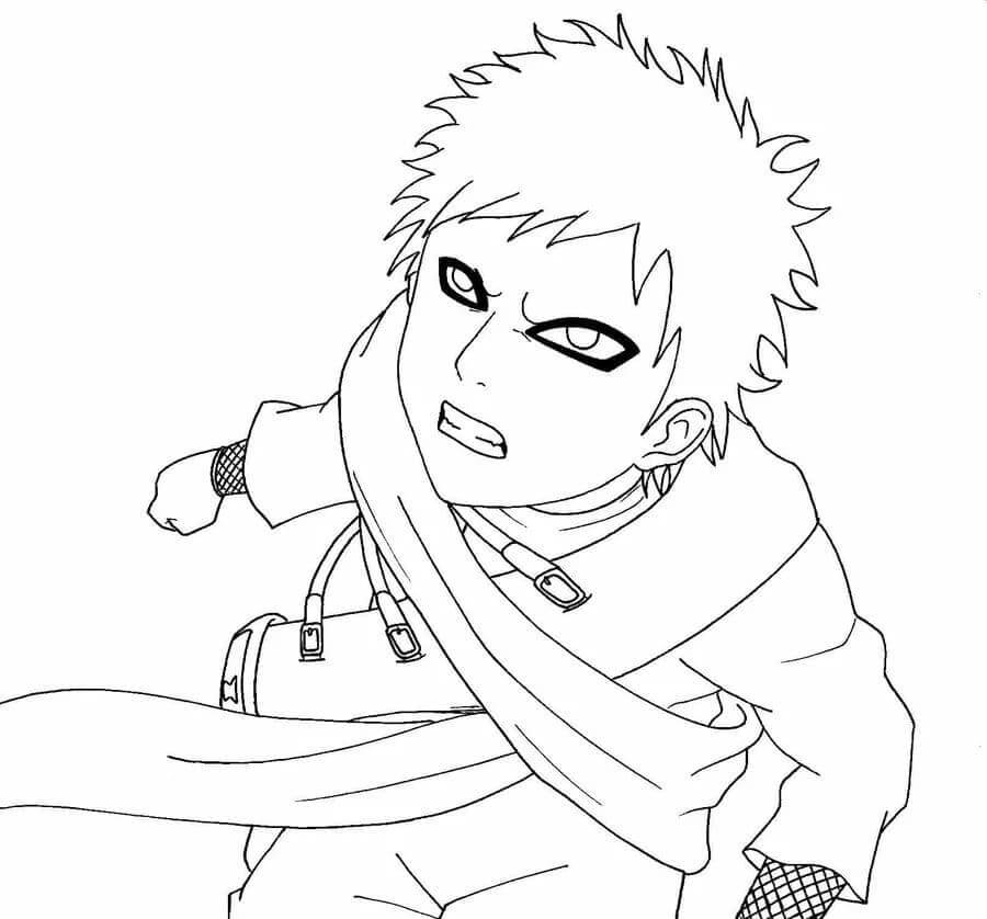 Dibujo de Impresionante Gaara Enojado para Colorear y Imprimir