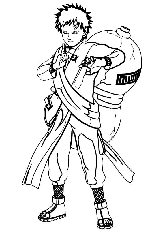 Dibujo de Increíble Gaara para Colorear y Imprimir