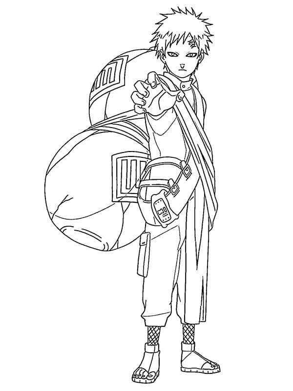 Dibujo de Pequeño Gaara para Colorear y Imprimir