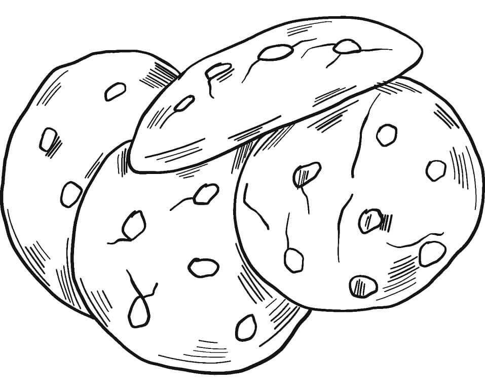 dibujo cuatro galletas de dibujos animados para colorear
