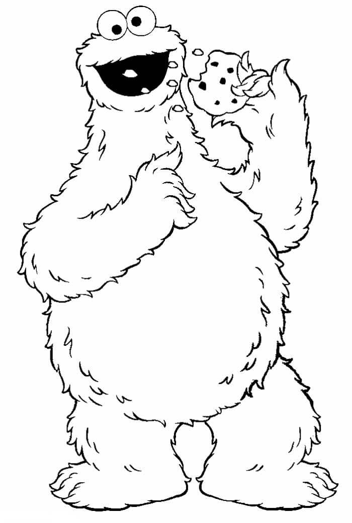 dibujo elmo comiendo galleta grande para colorear