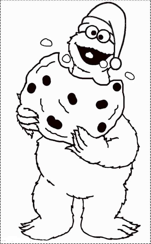 dibujo elmo comiendo galleta para colorear