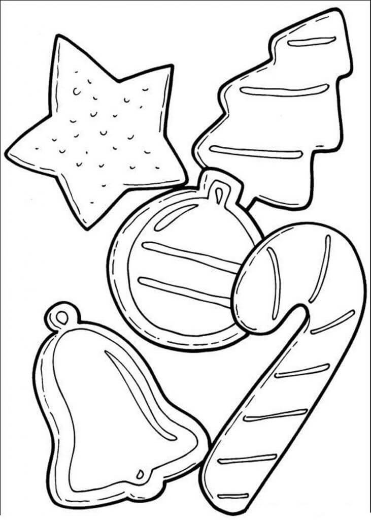 dibujo galleta de navidad basica para colorear