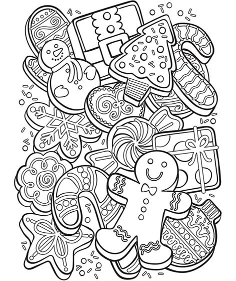 dibujo galletas de navidad para colorear