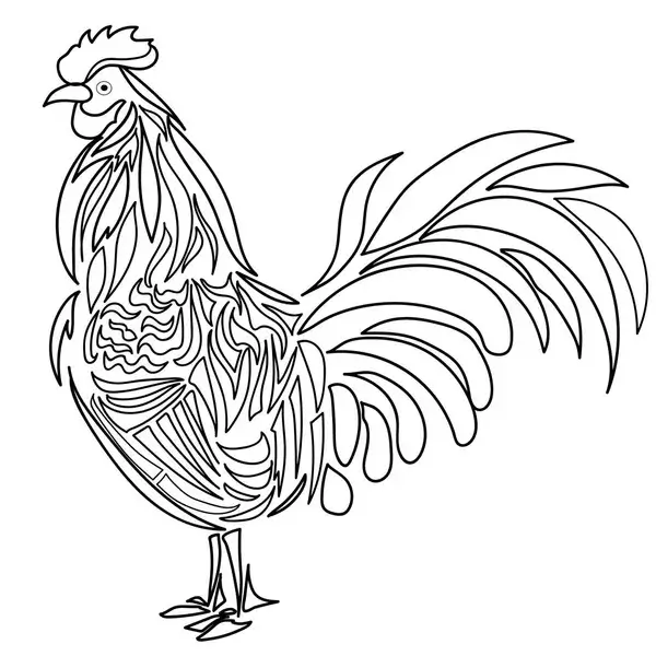 Dibujo de Gallo Imprimible para Colorear y Imprimir