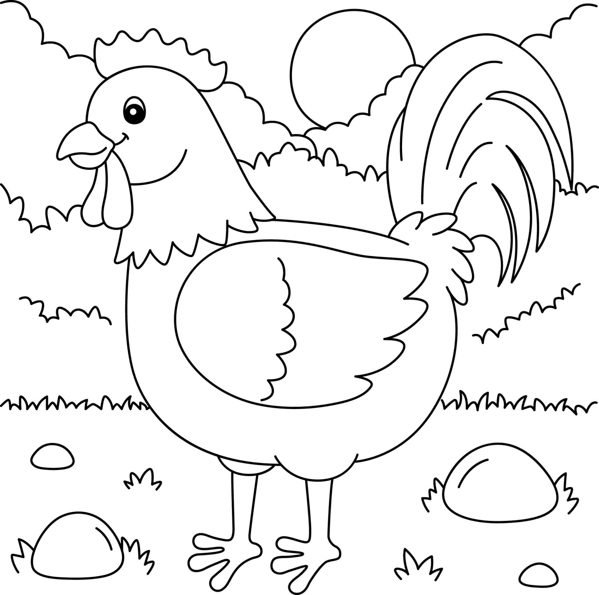 Dibujo de Bonito Gallo para Colorear y Imprimir