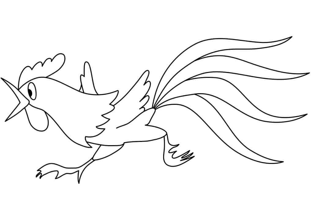 Dibujo de Gallo Corriendo para Colorear y Imprimir