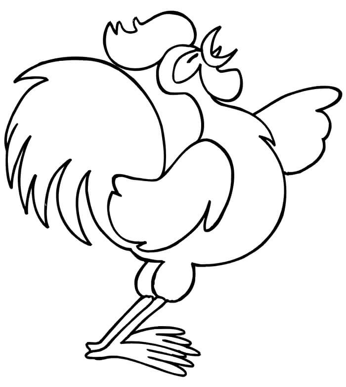Dibujo de Gallo Divertido para Colorear y Imprimir