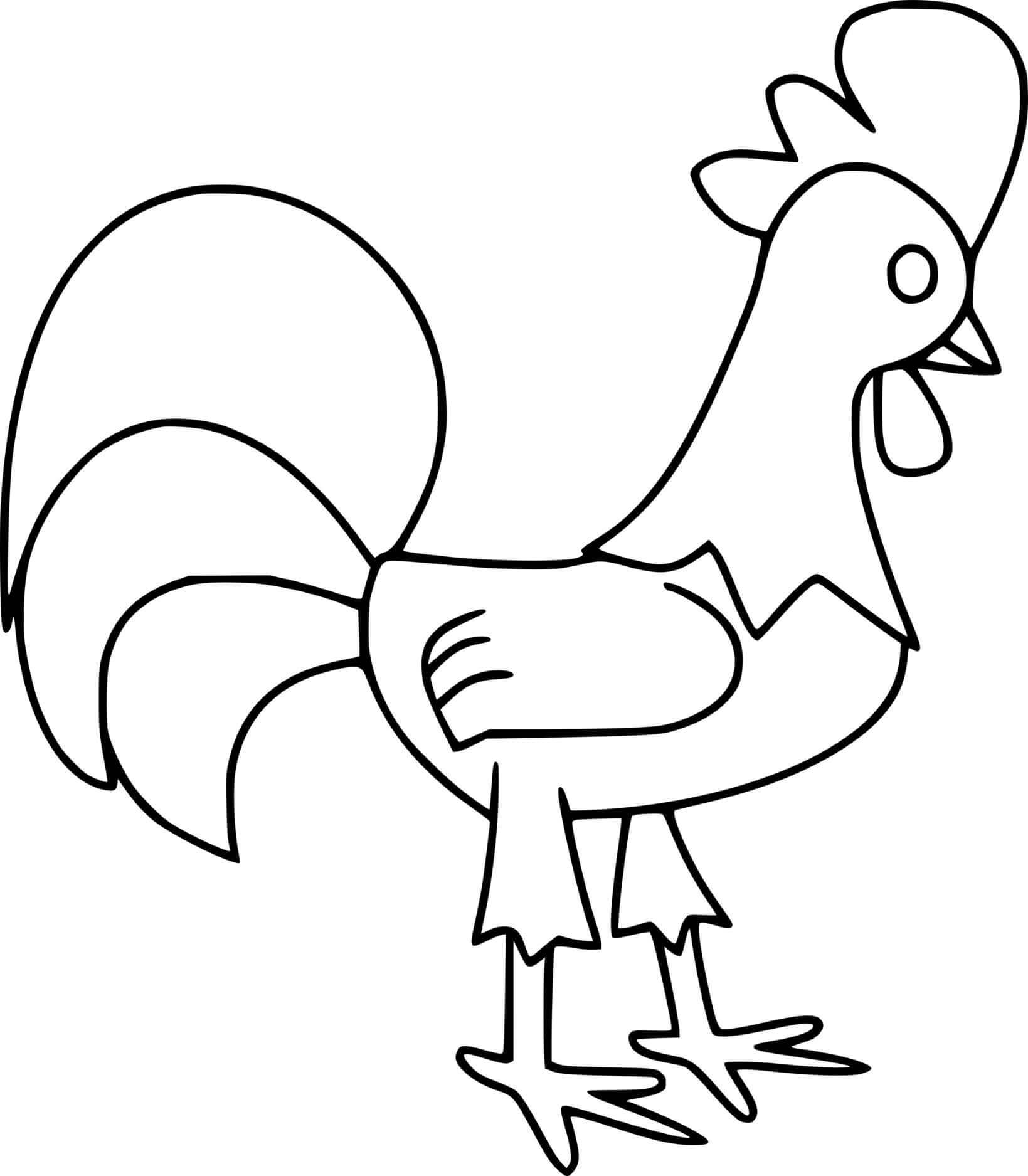 Dibujo de Gallo Fácil para Colorear y Imprimir