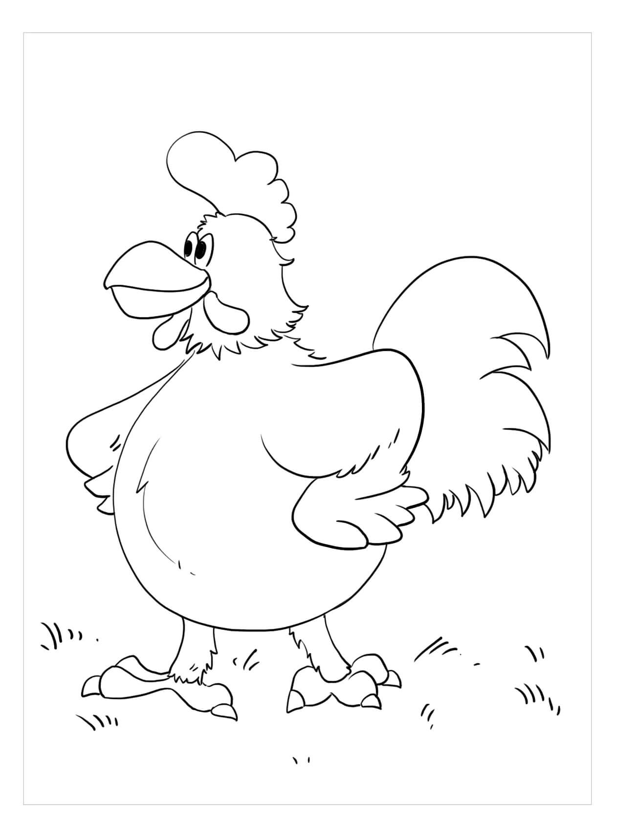 Dibujo de Gallo Fresco para Colorear y Imprimir