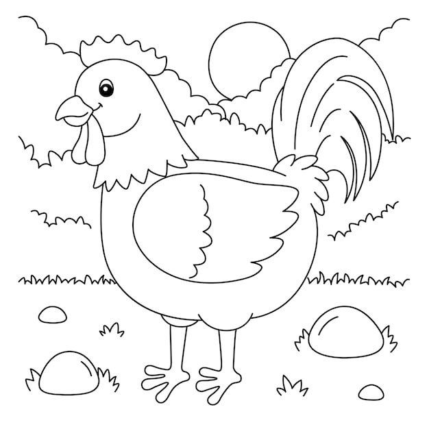 Dibujo de Gallo Gordo para Colorear y Imprimir