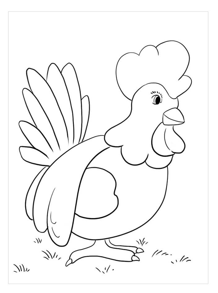 Dibujo de Gallo Libre para Colorear y Imprimir