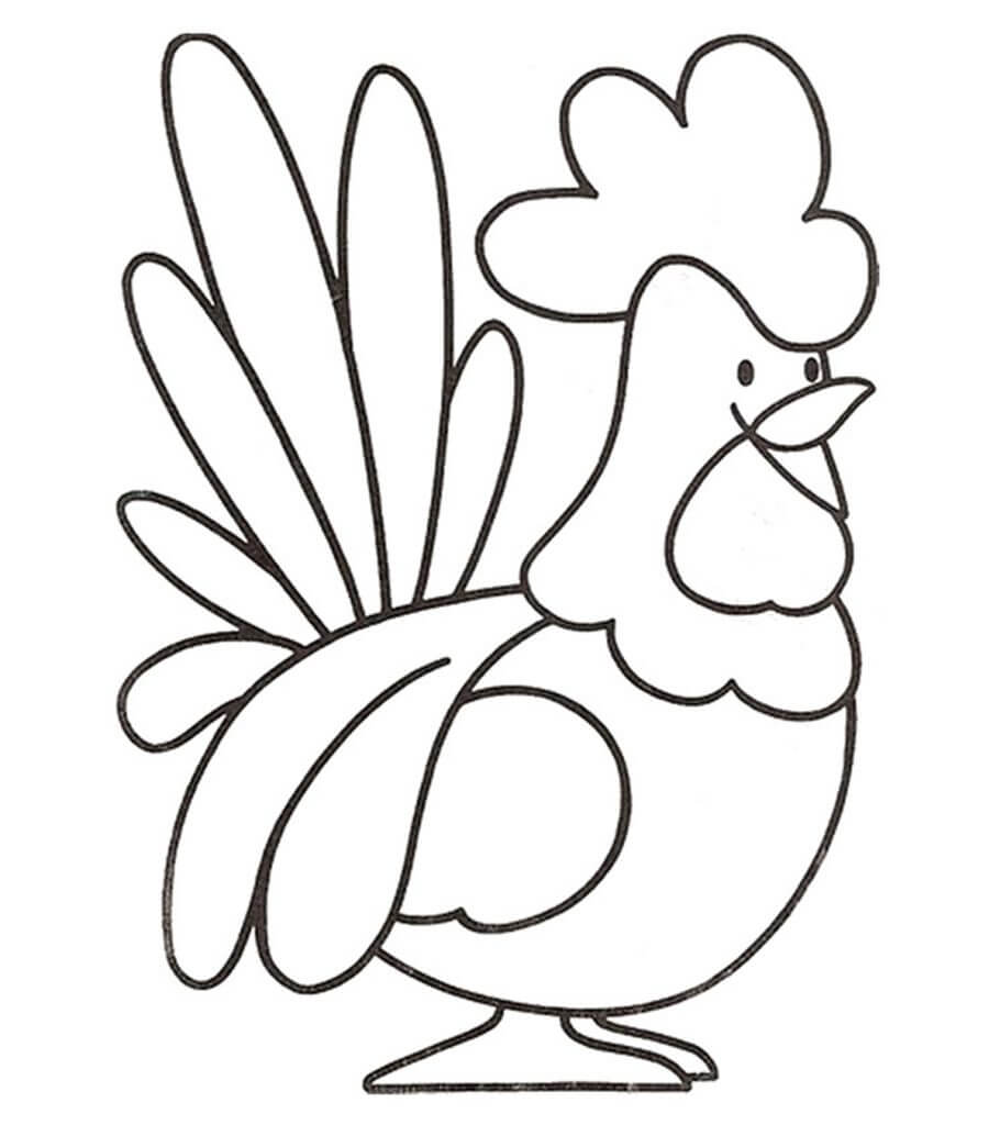 Dibujo de Gallo Normal para Colorear y Imprimir