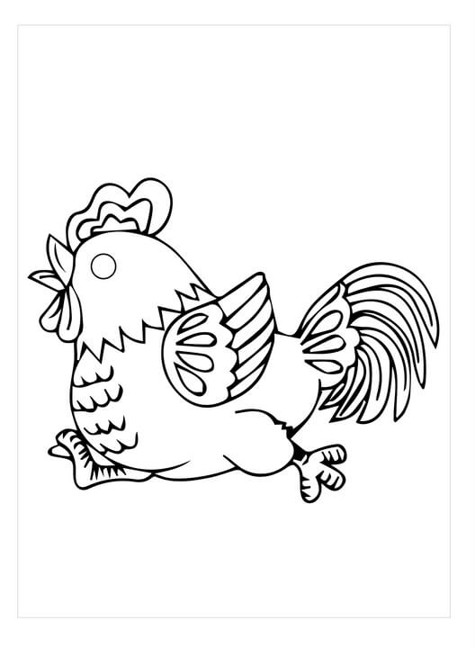 Dibujo de Lindo Gallo Corriendo para Colorear y Imprimir