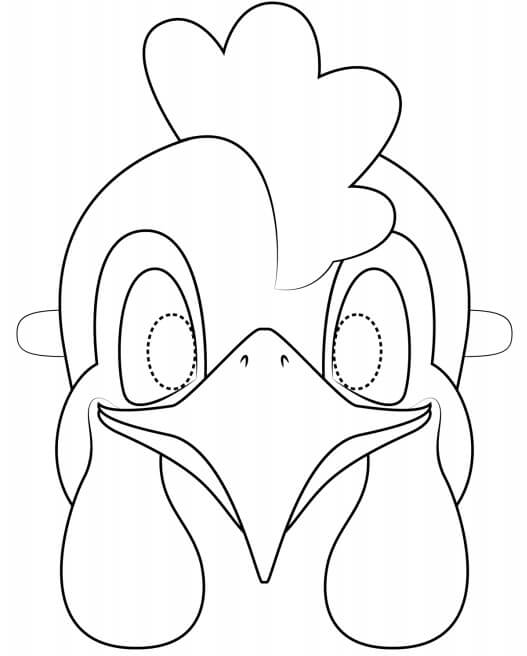 Dibujo de Máscara de Gallo para Colorear y Imprimir
