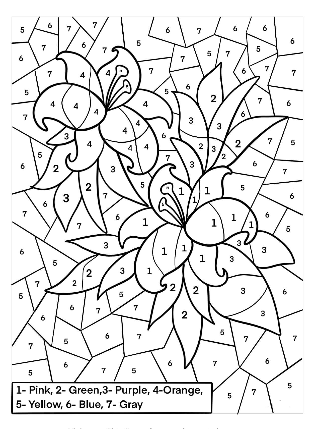 Dibujo de Gardenia Colorear por Números para Colorear y Imprimir