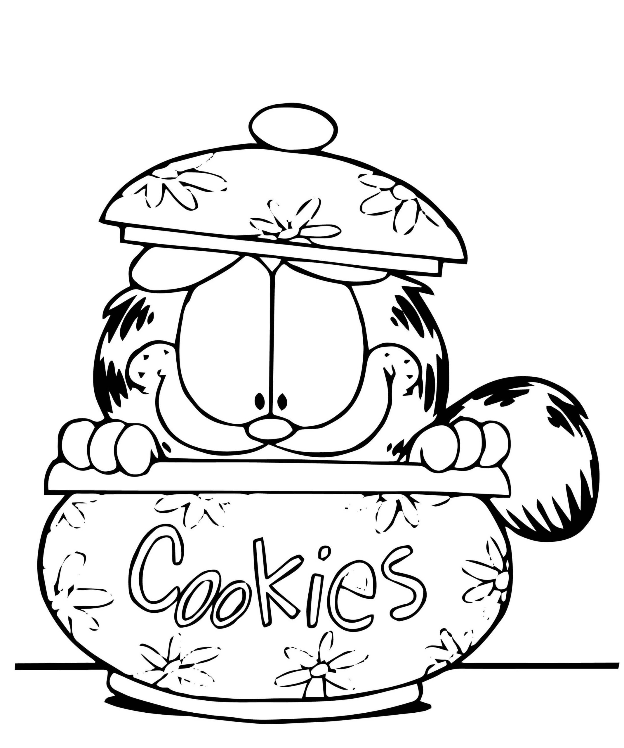 Dibujo de Garfield Está En El Frasco Scaled para Colorear y Imprimir