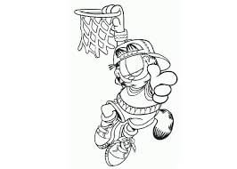 Dibujo de Garfield Jugar Baloncesto para Colorear y Imprimir